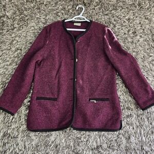 Stapf Austria Womens Virgin Wool Tyrolean Jacket Pink Berry Size 44 Boiled Wool